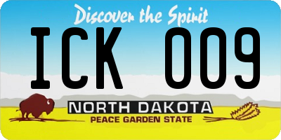 ND license plate ICK009