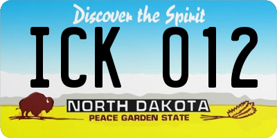 ND license plate ICK012