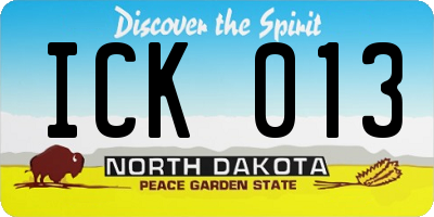 ND license plate ICK013