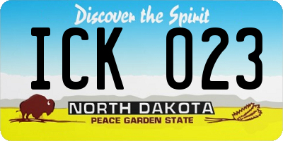 ND license plate ICK023