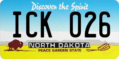 ND license plate ICK026