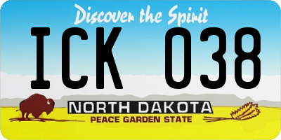 ND license plate ICK038
