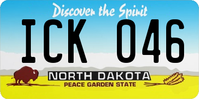 ND license plate ICK046