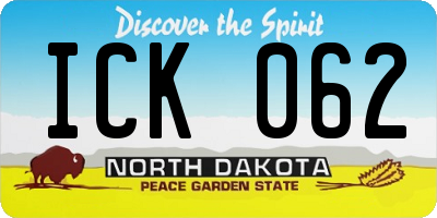 ND license plate ICK062