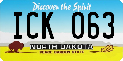 ND license plate ICK063