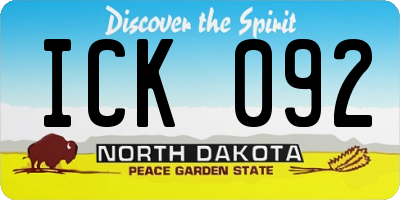 ND license plate ICK092