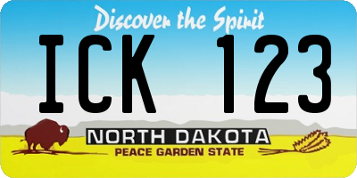 ND license plate ICK123