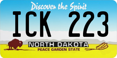 ND license plate ICK223