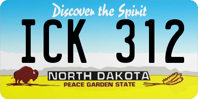 ND license plate ICK312
