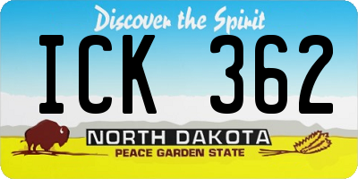ND license plate ICK362