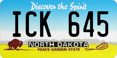 ND license plate ICK645