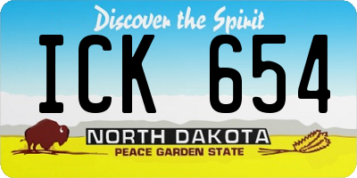 ND license plate ICK654