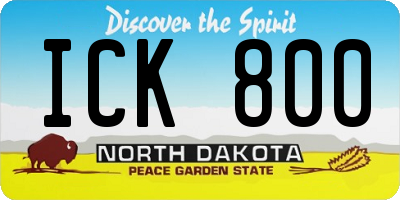 ND license plate ICK800