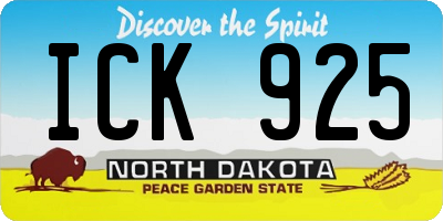 ND license plate ICK925