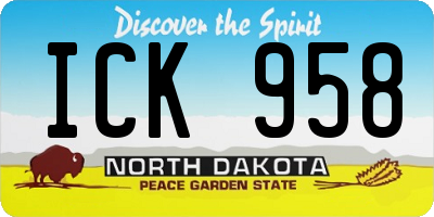 ND license plate ICK958