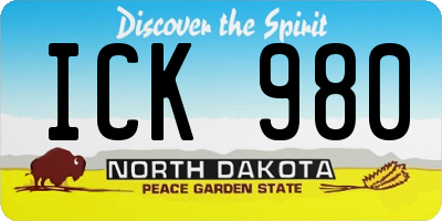 ND license plate ICK980