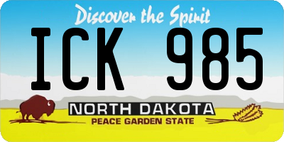 ND license plate ICK985
