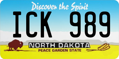 ND license plate ICK989