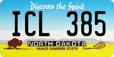 ND license plate ICL385