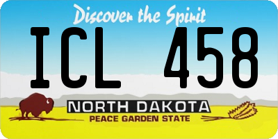ND license plate ICL458