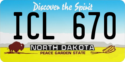 ND license plate ICL670