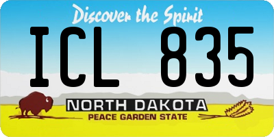 ND license plate ICL835