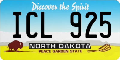 ND license plate ICL925