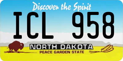 ND license plate ICL958