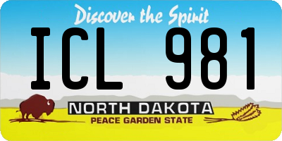 ND license plate ICL981