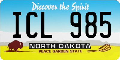 ND license plate ICL985