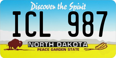 ND license plate ICL987