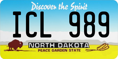 ND license plate ICL989
