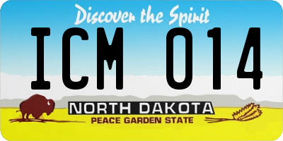 ND license plate ICM014