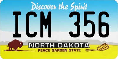 ND license plate ICM356