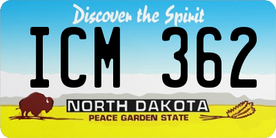 ND license plate ICM362