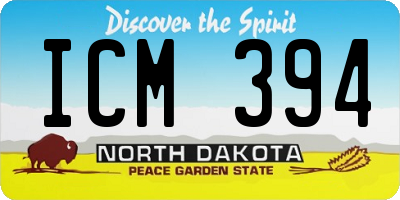 ND license plate ICM394