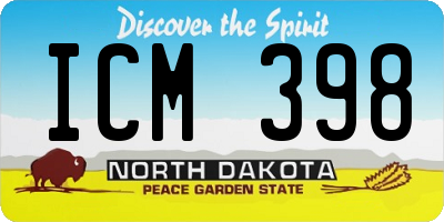 ND license plate ICM398