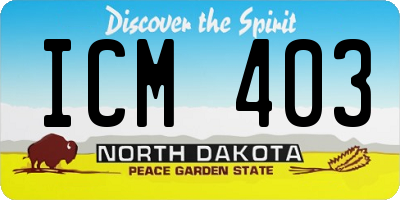 ND license plate ICM403