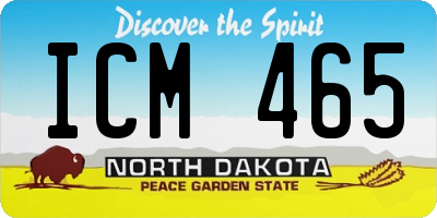 ND license plate ICM465