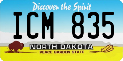 ND license plate ICM835