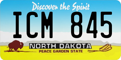 ND license plate ICM845