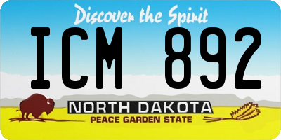 ND license plate ICM892