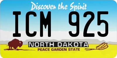 ND license plate ICM925