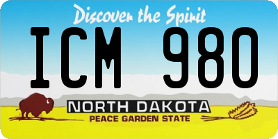 ND license plate ICM980