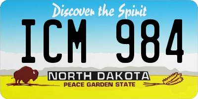 ND license plate ICM984