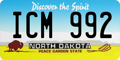 ND license plate ICM992