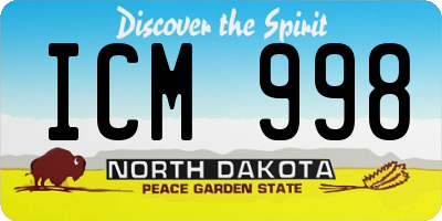 ND license plate ICM998