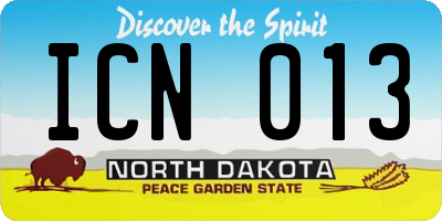 ND license plate ICN013