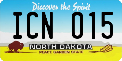 ND license plate ICN015