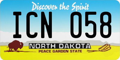 ND license plate ICN058
